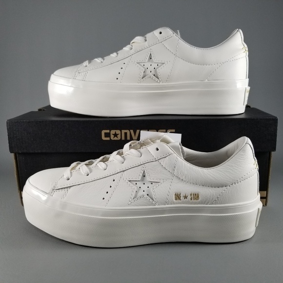 converse one star platform white trainers